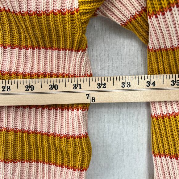 FREE PEOPLE Just My Striped Pullover Sweater Womens Small Yellow Pink Cropped - Picture 13 of 14
